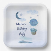 ブルームーンリトルゾウの誕生日の男の子 ペーパープレート (正面)