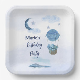ブルームーンリトルゾウの誕生日の男の子 ペーパープレート