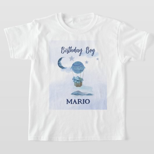 ブルームーンリトルゾウの誕生日の男の子 Tシャツ (レイダウン)