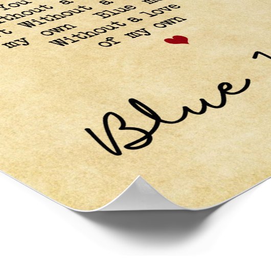 ブルームーンヴィンテージハートソングリリックウォールアートプリント ポスター (角)