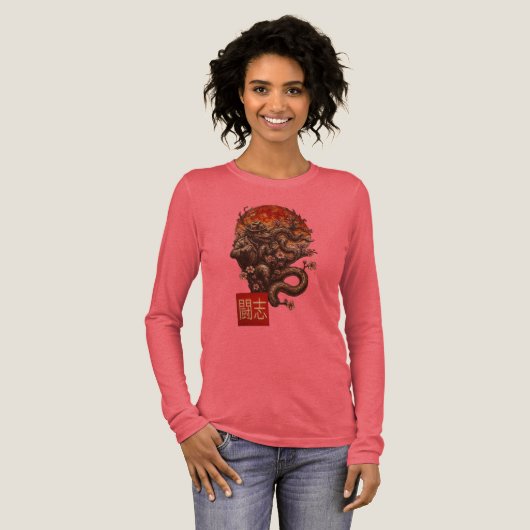 ブルームーン妖怪 – Dark 日本の Art トライブレンドＴシャツ (正面全体)