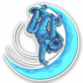 ブルームーン宇宙飛行士スケートボード4"キスカットビニル シール (正面)