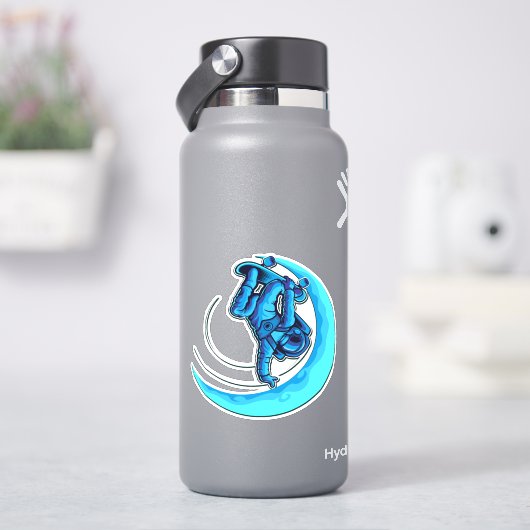 ブルームーン宇宙飛行士スケートボード4"キスカットビニル シール (HydroFlask)