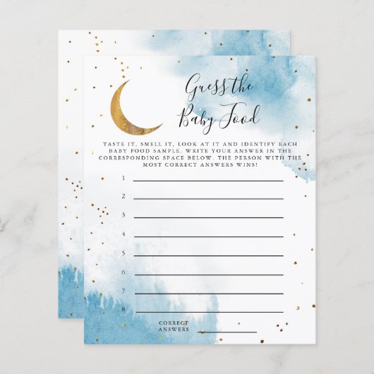 ブルームーン推測ベビー食品シャワーゲーム (正面/裏面)
