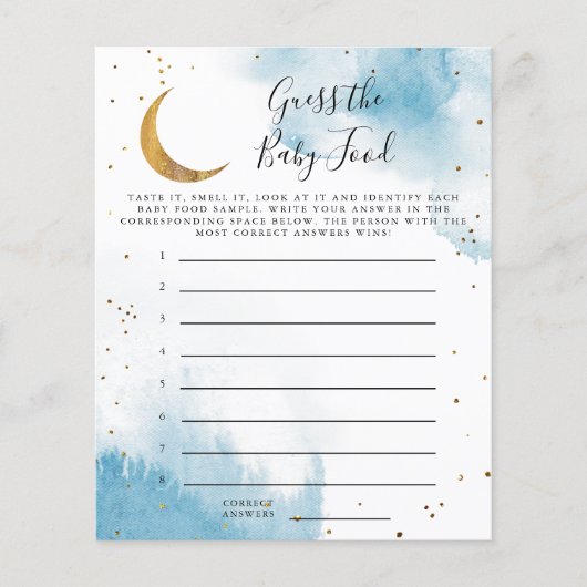 ブルームーン推測ベビー食品シャワーゲーム (正面)