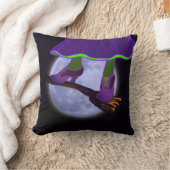 ブルームーン飛んでいる魔女 | スケートボードブルーム クッション (ブランケット)