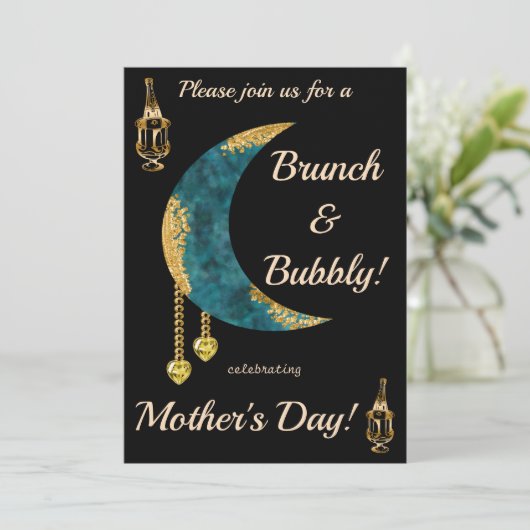 ブルームーン ゴールド、イエローハート 母の日 招待状 (スタンド正面)