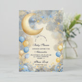 ブルームーン&スターズベビーシャワー 箔招待状 (立ち正面)