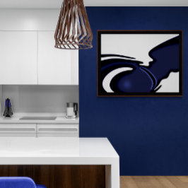 ブルームーン：抽象芸術ブルーとホワイト キャンバスプリント