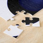 ブルームーン:抽象芸術ブルーとホワイト ジグソーパズル (側面)