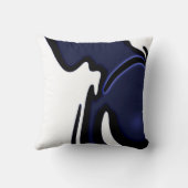 ブルームーン:抽象芸術ブルー、ホワイト、ブラック クッション (裏面)