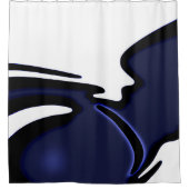 ブルームーン：抽象芸術ブルー、ホワイト、ブラック シャワーカーテン (正面)