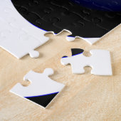 ブルームーン：抽象芸術ブルー、ホワイト、ブラック ジグソーパズル (側面)