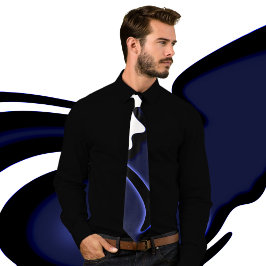 ブルームーン：抽象芸術ブルー、ホワイト、ブラック ネクタイ