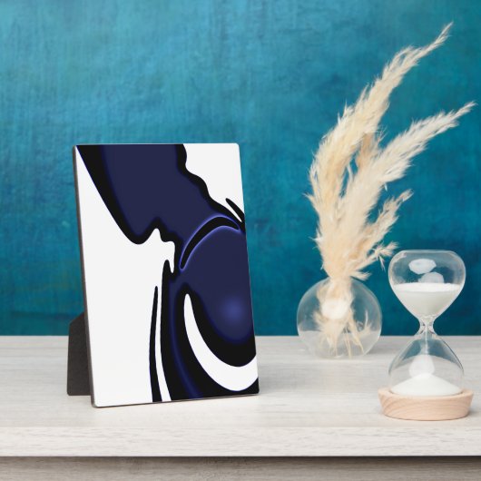 ブルームーン：抽象芸術ブルー、ホワイト、ブラック フォトプラーク (側面)