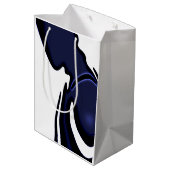 ブルームーン：抽象芸術ブルー、ホワイト、ブラック ミディアムペーパーバッグ (裏面アングル)