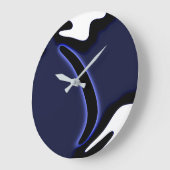 ブルームーン:抽象芸術ブルー、ホワイト、ブラック ラージ壁時計 (傾斜)