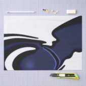 ブルームーン：抽象芸術ブルー、ホワイト、ブラック 薄葉紙 (クラフト)