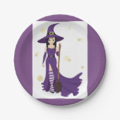 ブルーム付き紫の魔女 ペーパープレート (正面)