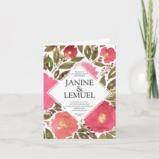 ブルーム フラワーズ ウェディング 招待状 (正面)