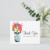 ブルーメイソンジャーとガーベラデイジーありがとう ポストカード (スタンド正面)