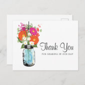 ブルーメイソンジャーとガーベラデイジーありがとう ポストカード (正面/裏面)