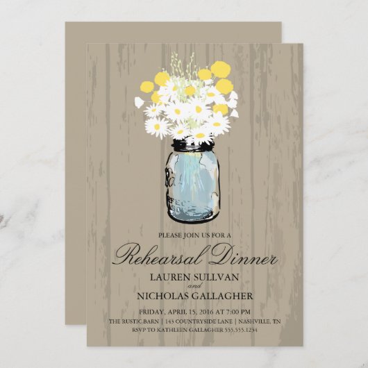 ブルーメイソンジャーとデイジーリハーサルディナー 招待状 (正面/裏面)