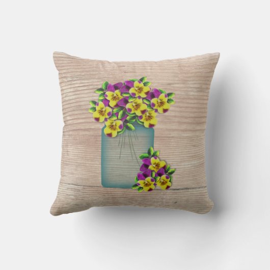 ブルーメイソンジャールパンジー枕 クッション (裏面)