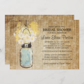 ブルーメイソン素朴の瓶と山花のデイジー 招待状 (正面/裏面)