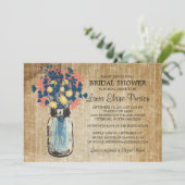 ブルーメイソン素朴の瓶と山花のデイジー 招待状 (スタンド正面)