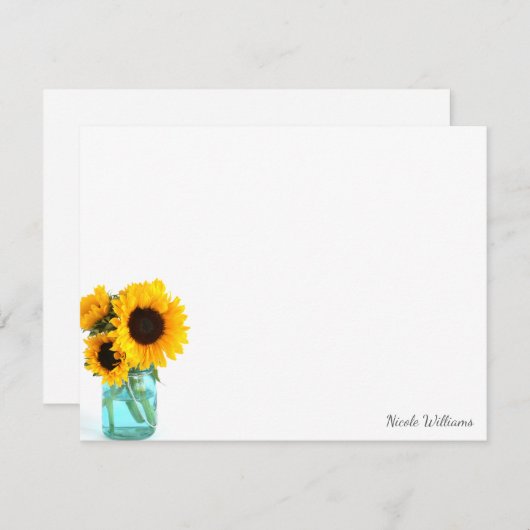 ブルーメイソン·ジャー·ヒパーソナライズされたングラー ノートカード (正面/裏面)