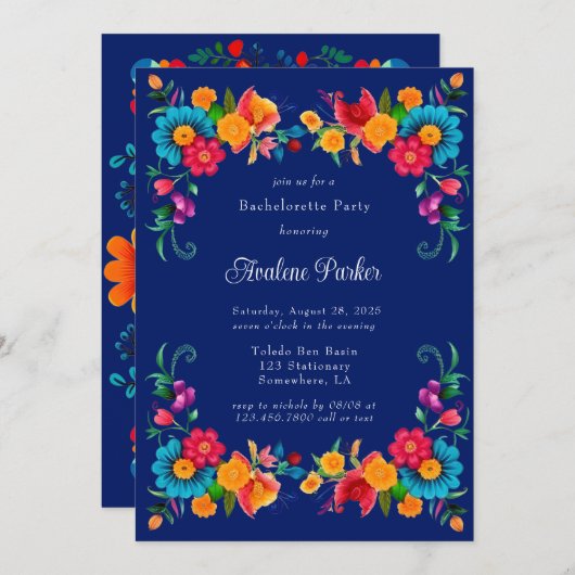 ブルーメカラフルキシカンフィエスタバチェロレッテ 招待状 (正面/裏面)