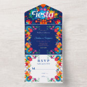 ブルーメカラフルキシカンフィ結婚エスタお祝い オールインワン招待状 (内側)