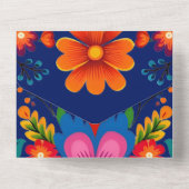 ブルーメカラフルキシカンフィ結婚エスタお祝い オールインワン招待状 (裏面)