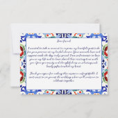 ブルーメキシカンカラフルタイル ブライダルシャワー サンキューカード (裏面)