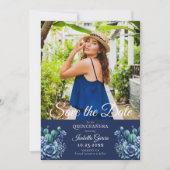 ブルーメキシコのスタイルキンセアニラ写真保存 案内状 (正面)