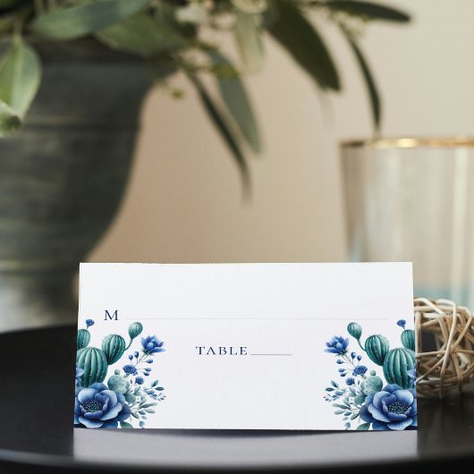 ブルーメキシコスタイルキンセアニラパーソナライズされた プレイスカード