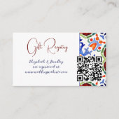 ブルーメキシコフォークカラフルタイルqrギフトレジストリ エンクロージャーカード (正面)