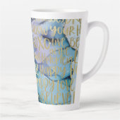 ブルーメス顔金ゴールド感動的引用文 カフェラテマグ (右)