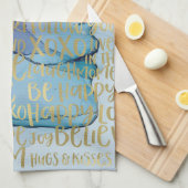 ブルーメス顔金ゴールド感動的引用文 キッチンタオル (四つ折り)