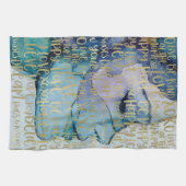 ブルーメス顔金ゴールド感動的引用文 キッチンタオル (横)