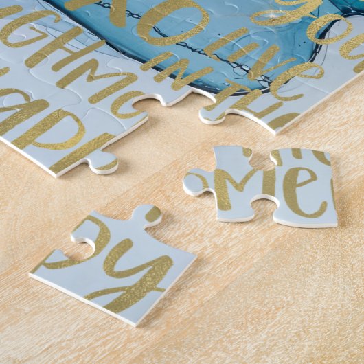 ブルーメス顔金ゴールド感動的引用文 ジグソーパズル (側面)