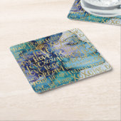 ブルーメス顔金ゴールド感動的引用文 スクエアペーパーコースター (アングル)