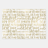 ブルーメス顔金ゴールド感動的引用文 ラッピングペーパーシート (正面3)