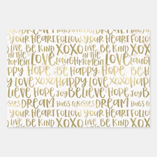 ブルーメス顔金ゴールド感動的引用文 ラッピングペーパーシート (正面3)