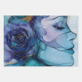 ブルーメス顔金ゴールド感動的引用文 ラッピングペーパーシート (正面2)