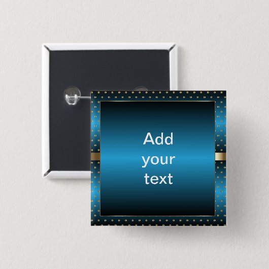 ブルーメタリックおよび金ゴールド水玉模様 | DIY文字 缶バッジ (正面&裏面)