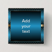 ブルーメタリックおよび金ゴールド水玉模様 | DIY文字 缶バッジ (正面)