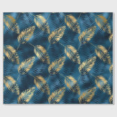 ブルーメタリックエレガントトロピカルギフト ラッピングペーパー (フラット)