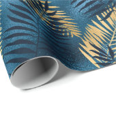 ブルーメタリックエレガントトロピカルギフト ラッピングペーパー (ロールコーナー)